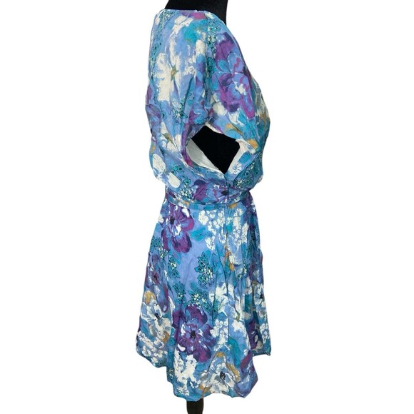 Free People Freddy Floral Print Tie‎ Front Mini Dress In NightC Sz XS Petite - Picture 5 of 12